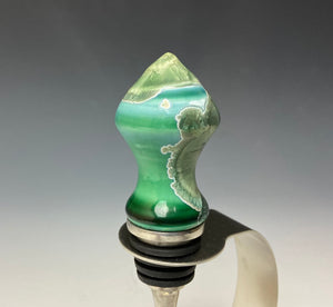 Crystalline Glazed Bottle Stopper- Emerald Green #2