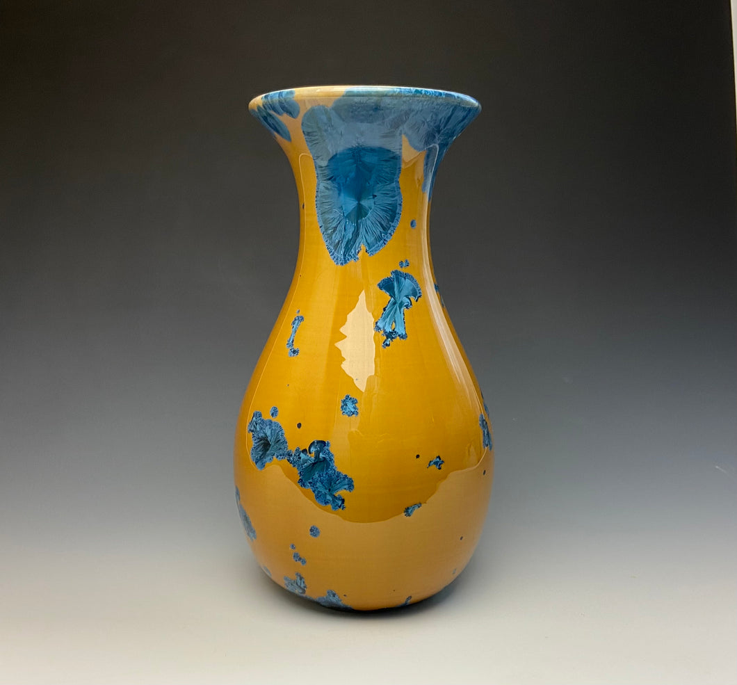 Blue and Orange Crystalline Glazed Vase