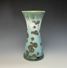Load image into Gallery viewer, Green and White Crystalline Glazed Vase
