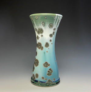 Green and White Crystalline Glazed Vase