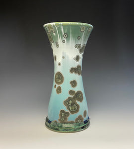 Green and White Crystalline Glazed Vase