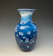 Load image into Gallery viewer, Crystalline Glazed Vase in Atlantic Storm Blue
