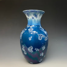 Load image into Gallery viewer, Crystalline Glazed Vase in Atlantic Storm Blue
