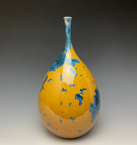 Blue and Yellow Crystalline Teardrop Vase 2