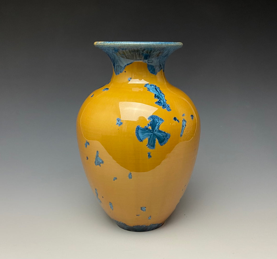 Blue and Orange Crystalline Glazed Vase 2