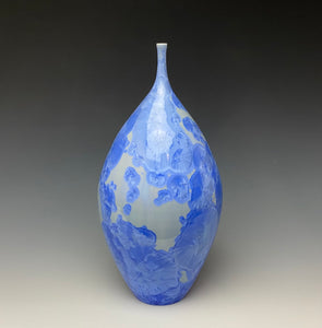 Powder Blue Crystalline Glazed Teardrop Vase