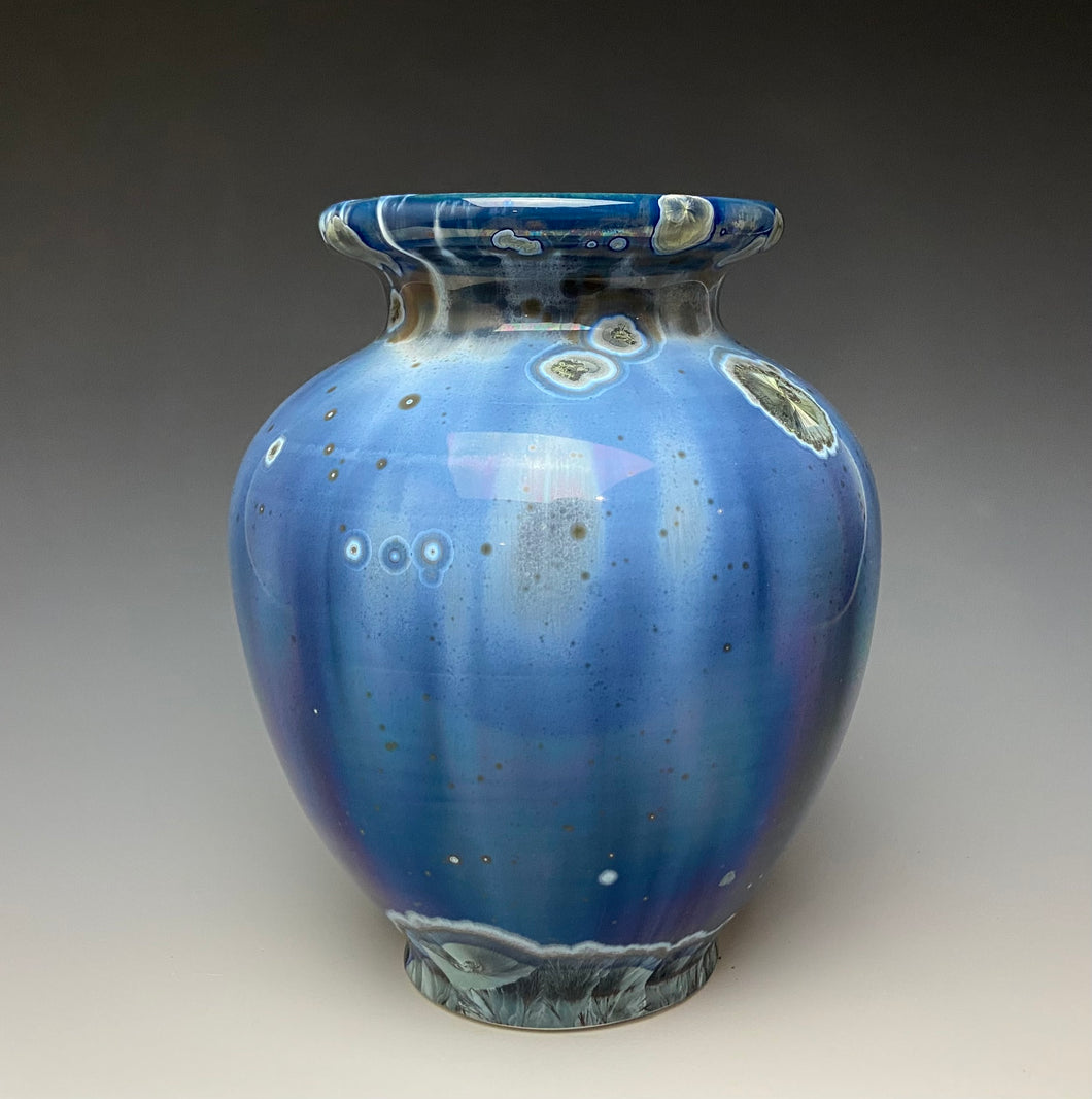 Cobalt Galaxy Crystalline Glazed Vase