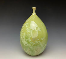 Load image into Gallery viewer, Olive Green Crystalline Glazed Teardrop Vase
