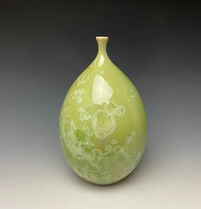 Olive Green Crystalline Glazed Teardrop Vase