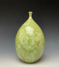 Load image into Gallery viewer, Olive Green Crystalline Glazed Teardrop Vase
