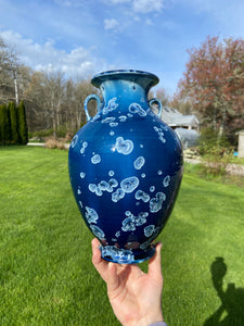Crystalline Glazed Amphora in Atlantic Storm Blue