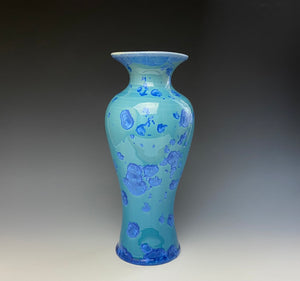Teal Crystalline Glazed Vase
