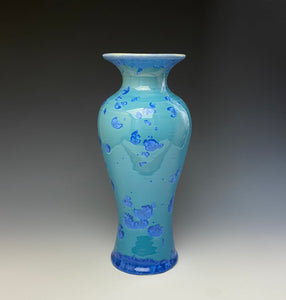 Teal Crystalline Glazed Vase