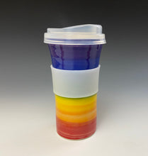 Load image into Gallery viewer, Rainbow Travel Mug - Purple Rim
