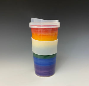 Rainbow Travel Mug - Red Rim