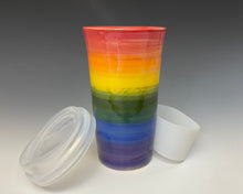 Load image into Gallery viewer, Rainbow Travel Mug - Red Rim
