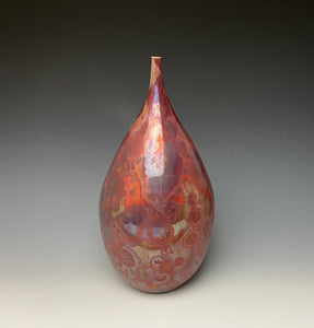 Ruby Crystalline Teardrop Vase