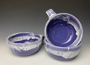 Purple and White Soup Mug