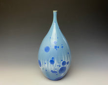 Load image into Gallery viewer, Blue and White Crystalline Glazed Teardrop Vase
