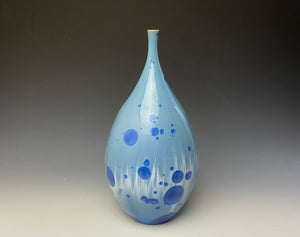 Blue and White Crystalline Glazed Teardrop Vase
