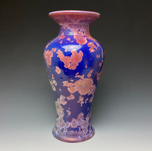 Crystalline Glazed Vase in Ruby and Royal Blue