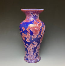 Load image into Gallery viewer, Crystalline Glazed Vase in Ruby and Royal Blue
