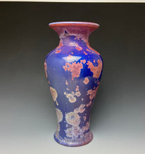 Load image into Gallery viewer, Crystalline Glazed Vase in Ruby and Royal Blue
