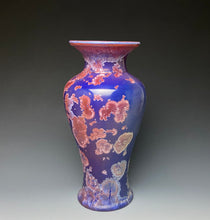 Load image into Gallery viewer, Crystalline Glazed Vase in Ruby and Royal Blue

