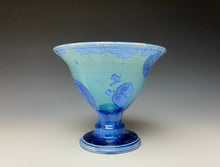 Load image into Gallery viewer, Teal Blue Crystalline Glazed Compote Cup
