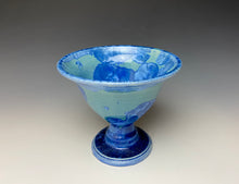 Load image into Gallery viewer, Teal Blue Crystalline Glazed Compote Cup
