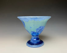 Load image into Gallery viewer, Teal Blue Crystalline Glazed Compote Cup
