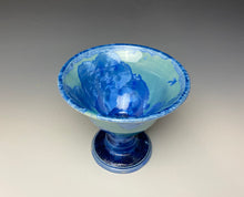Load image into Gallery viewer, Teal Blue Crystalline Glazed Compote Cup

