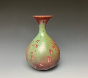 Ruby & Green Crystalline Glazed Curvy Vase