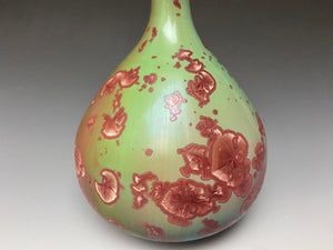 Ruby & Green Crystalline Glazed Curvy Vase