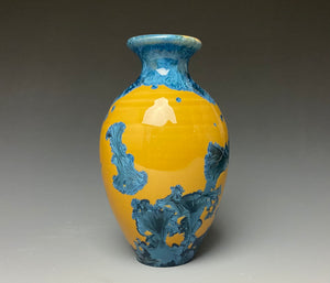 Blue and Orange Crystalline Mini Vase