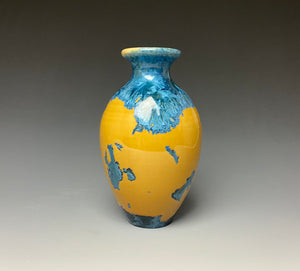 Blue and Orange Crystalline Mini Vase