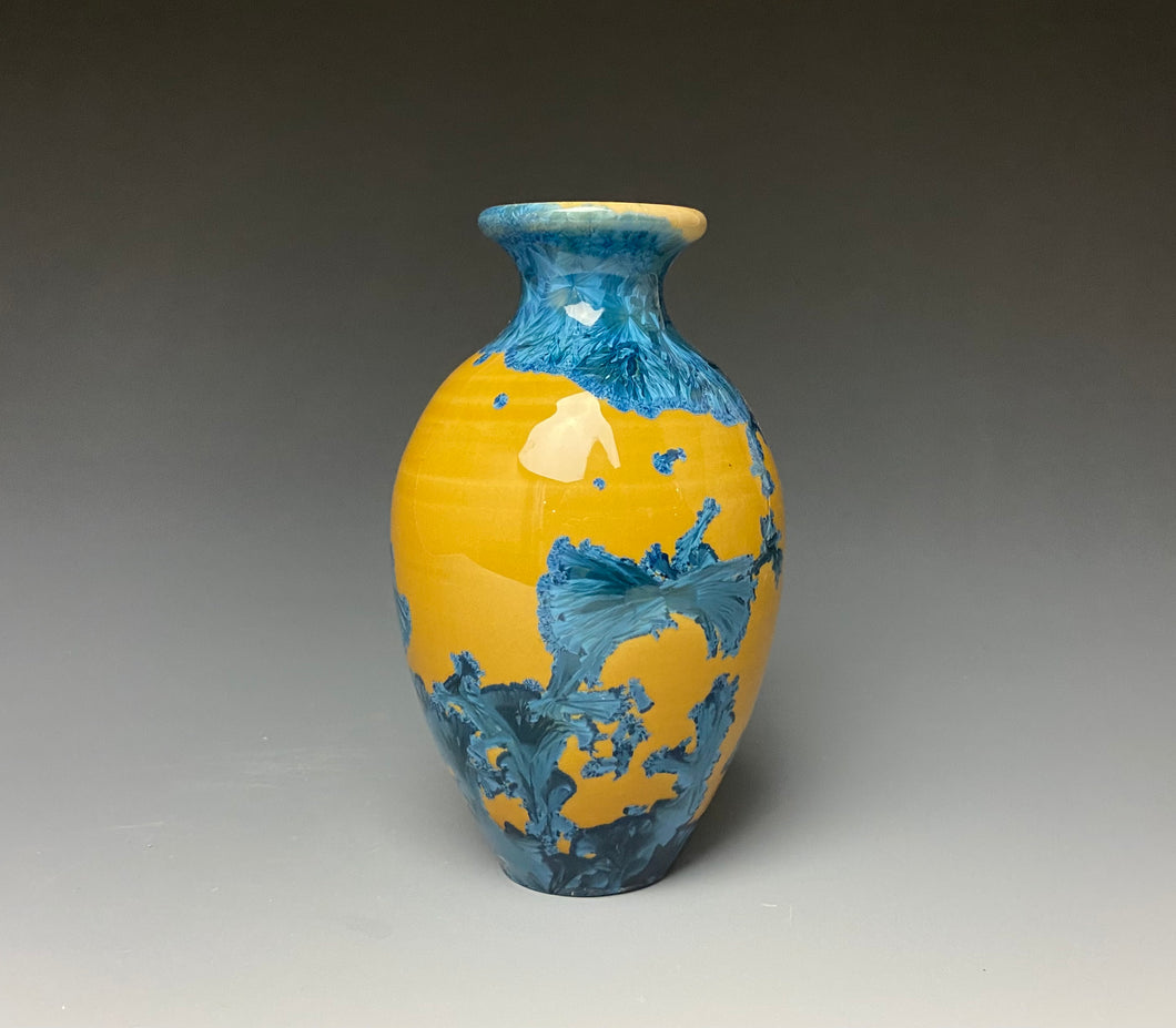 Blue and Orange Crystalline Mini Vase