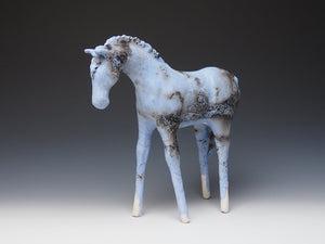 Blue Horsehair Raku Horse 789