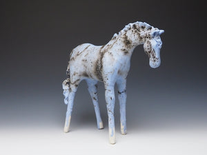 Blue Horsehair Raku Horse 789