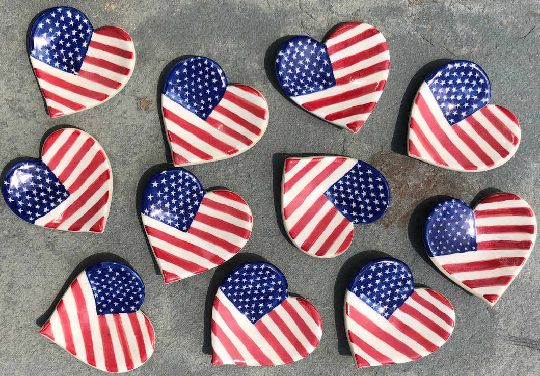 American Flag Mini Heart Dish