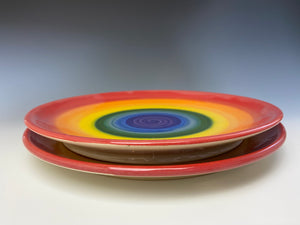 Rainbow Dinner Plate- Red Rim