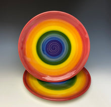 Load image into Gallery viewer, Rainbow Dinner Plate- Red Rim
