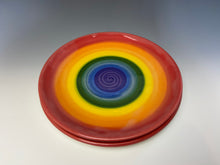 Load image into Gallery viewer, Rainbow Dinner Plate- Red Rim
