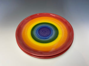 Rainbow Dinner Plate- Red Rim