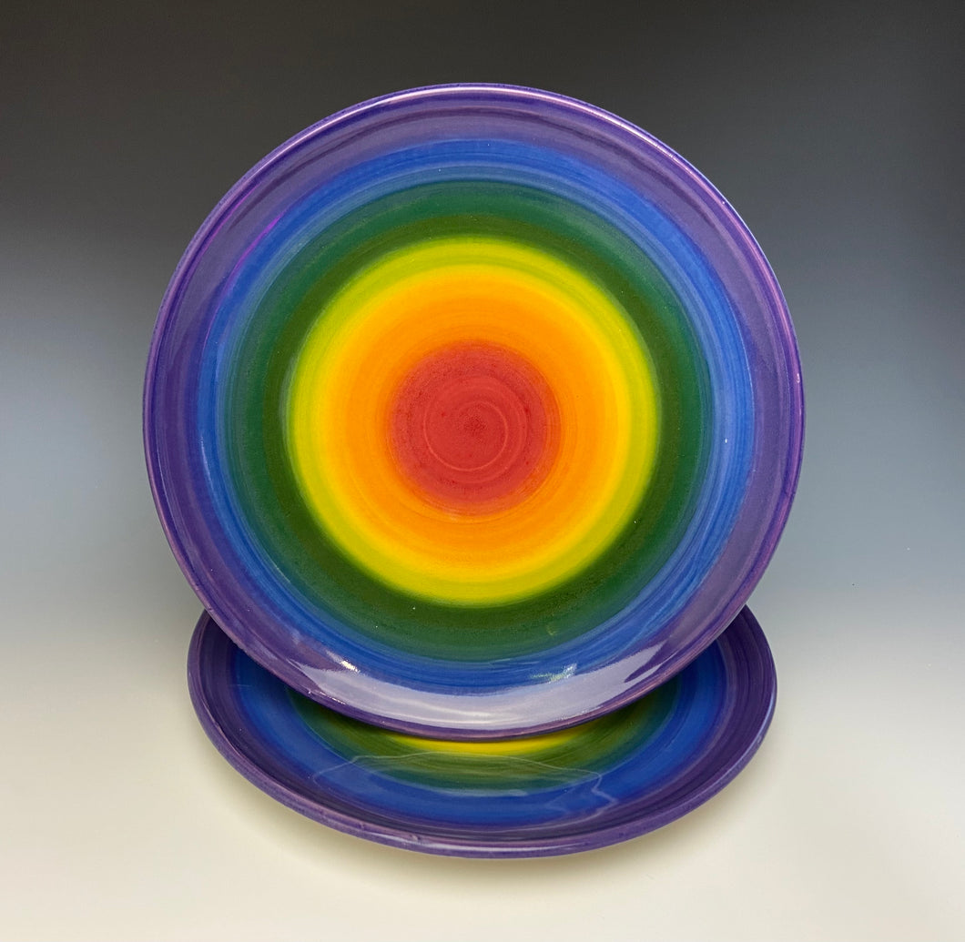 Rainbow Dinner Plate- Purple Rim