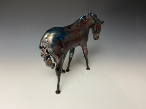 Copper Rainbow Raku Horse 821
