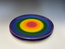 Load image into Gallery viewer, Rainbow Dinner Plate- Purple Rim
