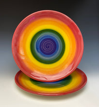 Load image into Gallery viewer, Rainbow Dinner Plate- Red Rim
