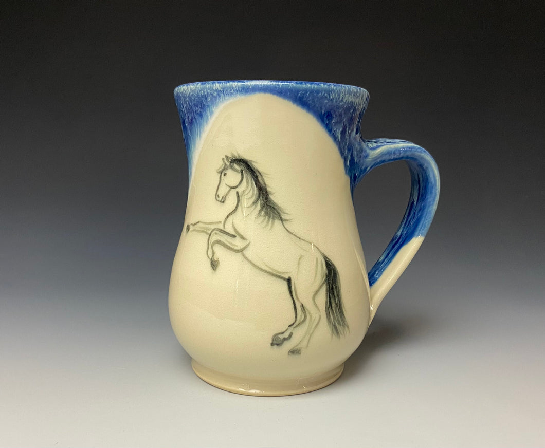 Rearing Horse Mug- Deep Blue