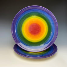 Load image into Gallery viewer, Rainbow Dinner Plate- Purple Rim
